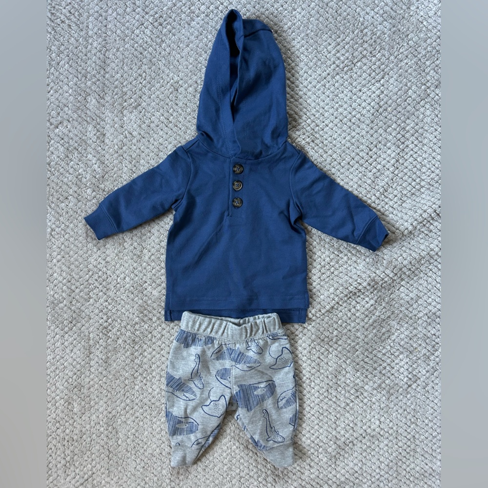 Carters Newborn Boy Blue Hooded Shirt with Sea Animals Pants